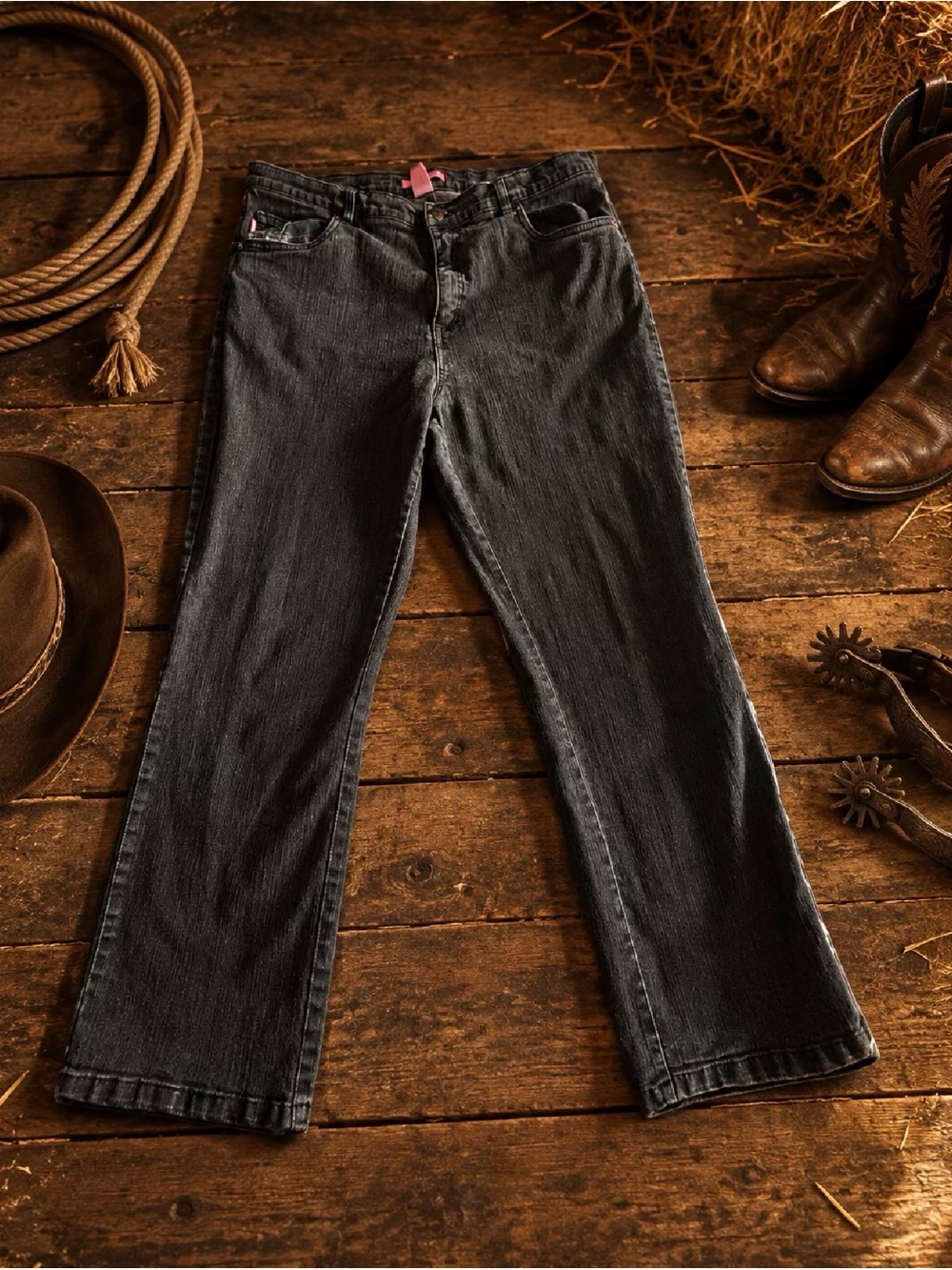 Woman Within Black Straight-Leg Jeans